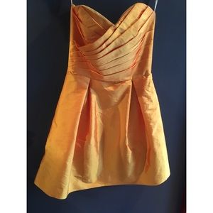 Alfred Sung mango bridesmaid dress